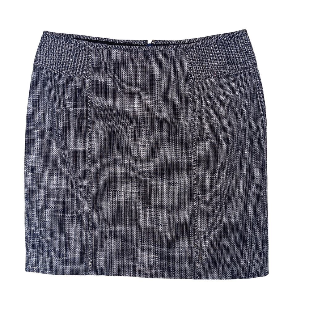 Banana Republic Tweed Pencil Skirt Size 10 Blue Zipper Closure Fully Lined
